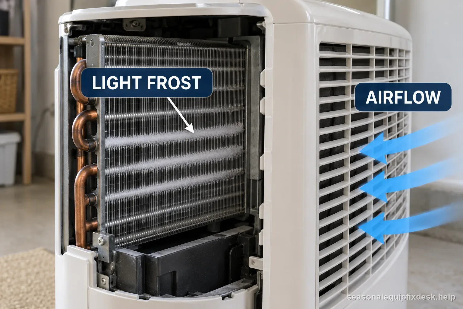 Dehumidifier icing checks move from room temperature and airflow to filter cleaning and service for repeat ice