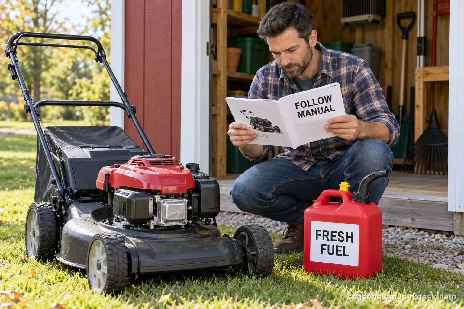 Seasonal storage plan separates gasoline handling from battery removal and storage